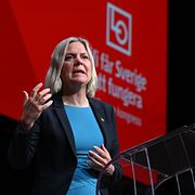 Magdalena Andersson (L) på LO-kongress 2024.