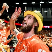 IFK Kristianstads Anton Hallbäck jublar.