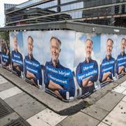 Valaffischer från Liberalerna i centrala Stockholm.