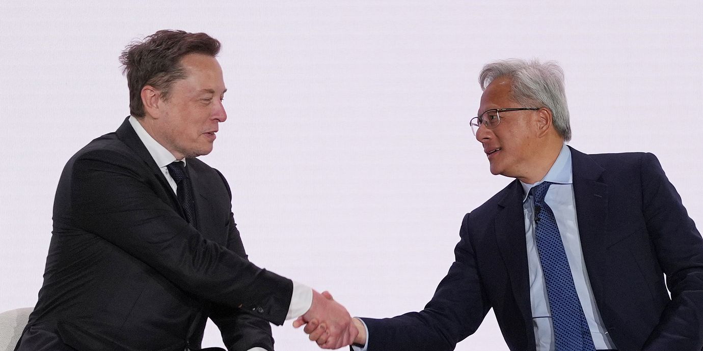 Space X-grundaren Elon Musk och Nvidia-grundaren Jensen Huang.