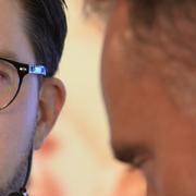 SD:s partiledare Jimmie Åkesson med tidigare SD-ledamoten Stefan Jakobsson.