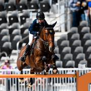 Sveriges Malin Baryard-Johnsson på hästen Indiana under andra dagens hoppning vid rystar VM i Tryon. 