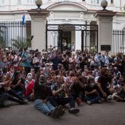 Demonstrationen utanför kulturdepartementet i Havanna