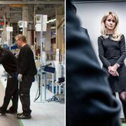 Anställda vid produktionen på Nevs och SEB:s vd Annika Falkengren.