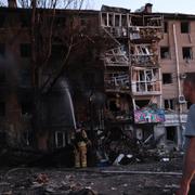 Ett förstört bostadshus efter attacken.