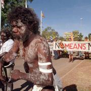 En demonstration av ursprungsfolket Mirrar 1997. Arkivbild. 