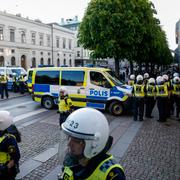 Kravallpolis under Black lives matter-demonstrationen i Göteborg. 