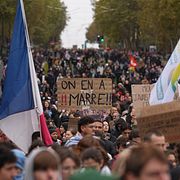 Bild från protest i Paris, 24 oktober.