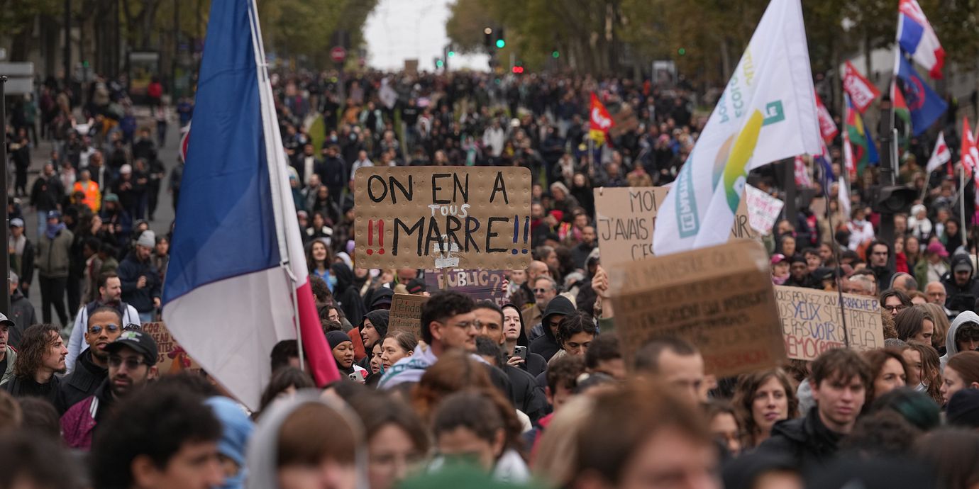 Bild från protest i Paris, 24 oktober.