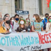 Greta Thunberg under en klimatstrejk i Milano 1 oktober 2021. 