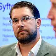 Arkivbild från 2024: Sverigedemokraternas partiledare Jimmie Åkesson och Richard Jomshof (SD) på en pressträff. 