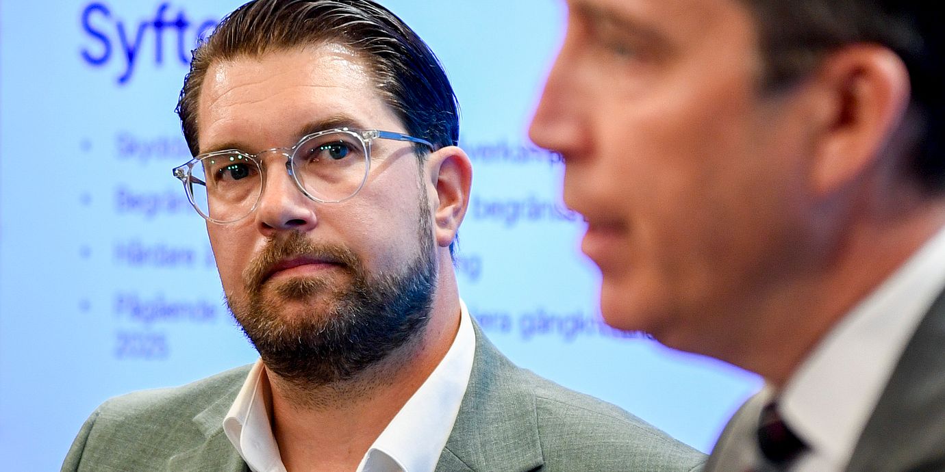 Arkivbild från 2024: Sverigedemokraternas partiledare Jimmie Åkesson och Richard Jomshof (SD) på en pressträff. 