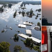 Interstate 10 i Vidor, Texas, översvämmades av stormen Harvey. Oljepump i Bahrain. Arkivbilder.