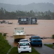 Ett översvämmat hus i Puerto Rico. 