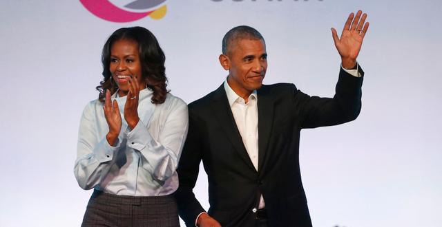 Michelle Obama och Barack Obama.  Charles Rex Arbogast / TT NYHETSBYRÅN/ NTB Scanpix