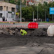 Arkivbild från en annan attack mot Kyiv tidigare i juli.