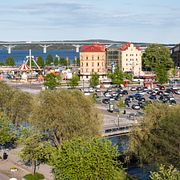 Vy över Sundsvall. Akrivbild.