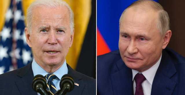 Joe Biden och Vladimir Putin.  TT.