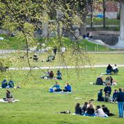 Folk hänger i Rålambshovsparken.