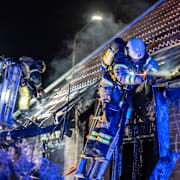 Räddningstjänsten på plats vid en villabrand i skånska Arlöv.