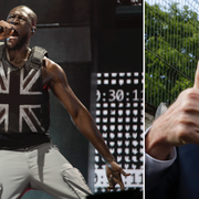 Stormzy t.v. Jeremy Corbyn t.h.