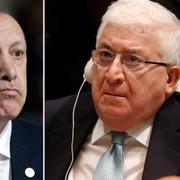 Turkiets president Recep Tayyip Erdogan och Iraks president Fuad Masum