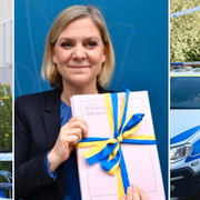 Finansminister Magdalena Andersson (S) med fjolårets höst budget/Polisen på mordplatserna i Malmö och Vällingby.