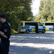 Polisen vid olycksplatsen.