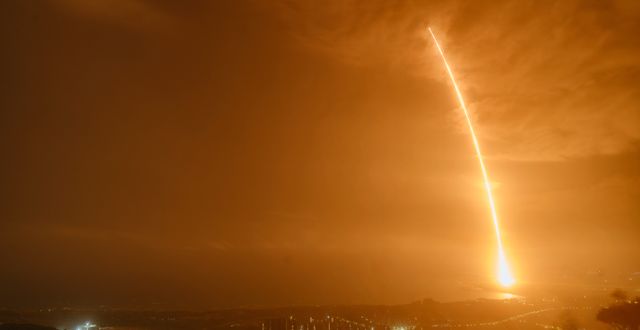 Bilden visar uppskjutningen av en rymdkapsel med en Long March-raket i maj 2021. Guo Wenbin / TT NYHETSBYRÅN