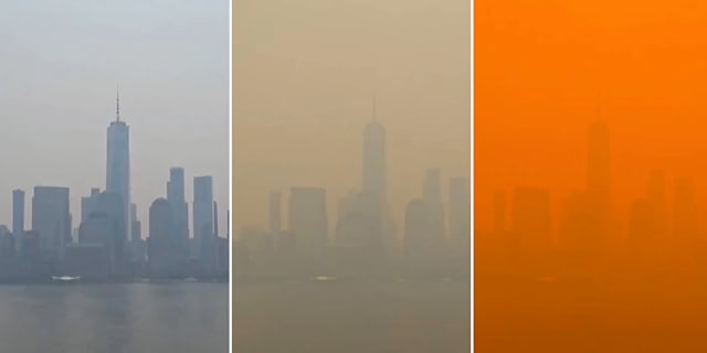 Så förändrades himlen i New York. USA:s vädermyndighet