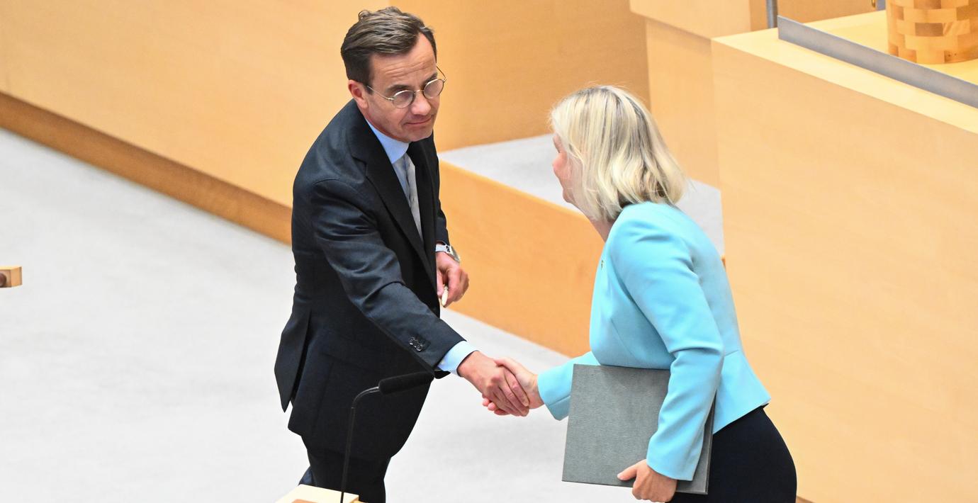 Statsminister Ulf Kristersson (M) och Socialdemokraternas partiledare Magdalena Andersson (S).