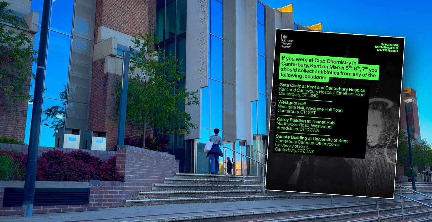 Brittiska hälsomyndigheten uppmanar på X alla som var på nattklubben Club Chemistry i Canterbury den 5 till 7 mars att hämta antibiotika i förebyggande syfte.