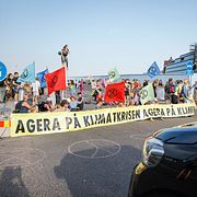 Extinction Rebellion-aktion med vägspärr i Stockholm, 2022.