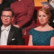 Moderaternas partiledare Ulf Kristersson och centerpartiets Annie Lööf inför Nobelprisutdelningen i Konserthuse 10 december 