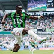 Gais Ibrahim Diabate jublar efter 2-1 i eftermiddagens match. 