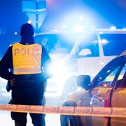Polis i Malmö på torsdagskvällen. 