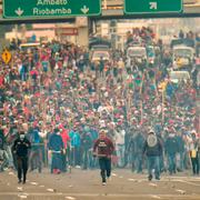 Demonstranter i Quito i dag.