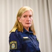 Polismästare Carin Götblad på presskonferensen om initiativet.