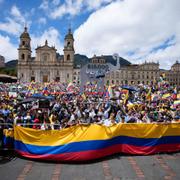 Demonstration i huvudstaden Bogota.