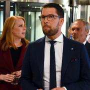 Annie Lööf (C), Jimmie Åkesson (SD) och Jan Björklund (L), 2017.