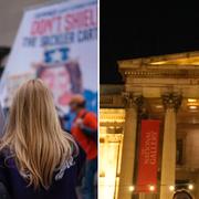 Demonstration mot Purdue Pharma, National Gallery i London. Illustrationsbilder. 