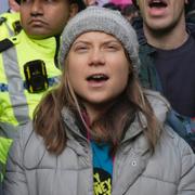 Greta Thunberg på en demonstration i London.