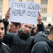 Palestinierna demonstrade utanför riksdagen.