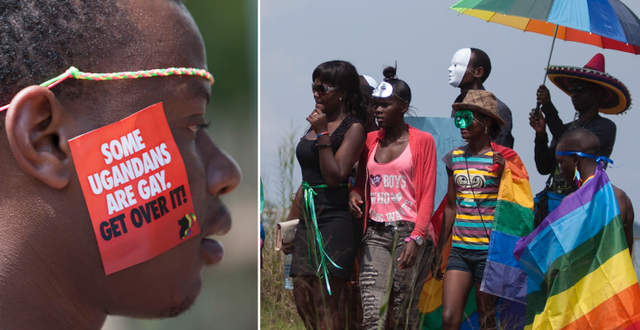 Arkivbilder från en manifestation för hbtq-rättigheter i Uganda. TT