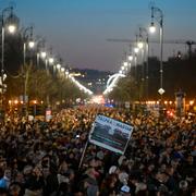 Demonstranter i Budapest.