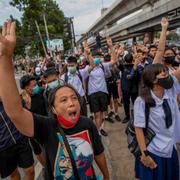 Pro-demokratiska anhängare i Bangkok.