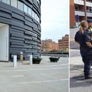 Hovrätten för Skåne och Blekinge. Poliser under tingsrättsförhandlingarna tidigare i år. Arkivbilder.