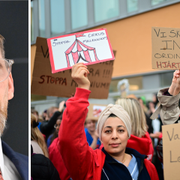 Jakob Forssmed (KD) den 16 december 2024. Läkare och sjuksköterskor demonstrerar mot Millennium i Borås den 15 november 2024. 