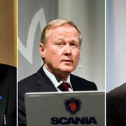 Till vänster; Leif Johansson (då Volvo-vd), Leif Östling (då Scania-vd) och Håkan Samuelsson (då MAN-vd)