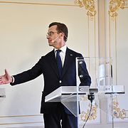 STOCKHOLM, SVERIGE 20260401
Jimmie Åkesson (SD) och Ulf Kristersson (M).